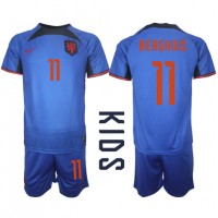 Camiseta Países Bajos Steven Berghuis #11 Segunda Equipación Replica Mundial 2022 para niños mangas cortas (+ Pantalones cortos)